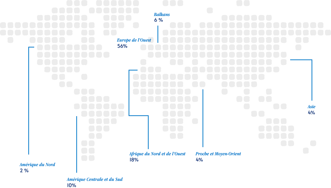 World map showing global origins of ClinSearch’s world-class pharmaceutical research team